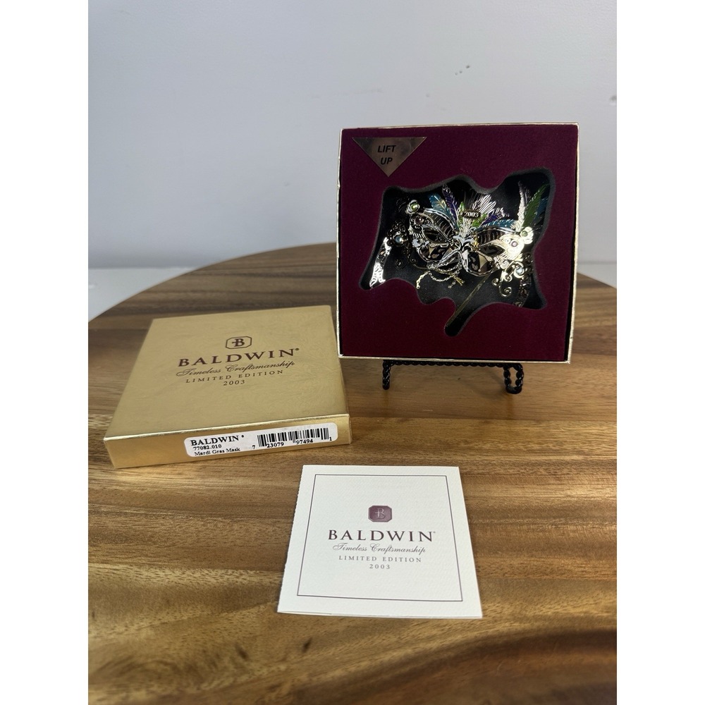 Vintage Baldwin Brass Mardi Gras Mask Limited Edition Ornament 2003 NIB